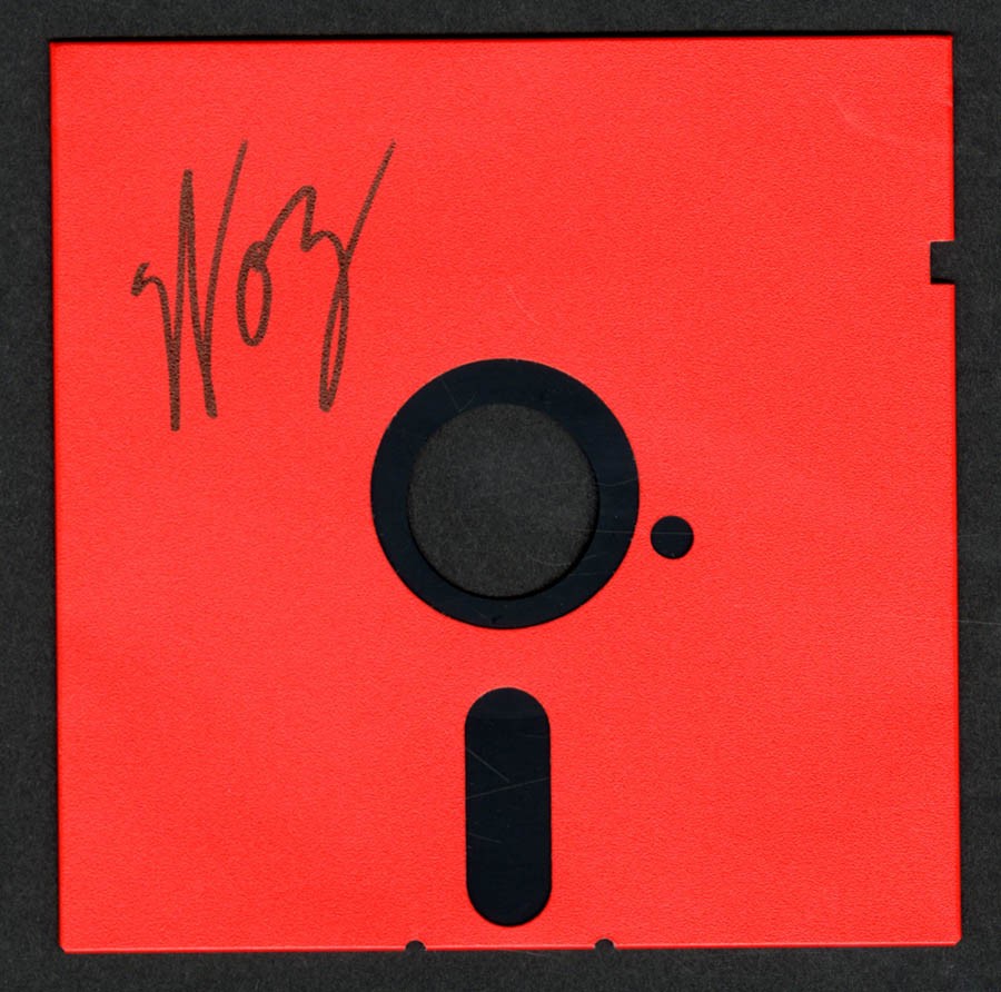 Steve Wozniak SIGNED AUTOGRAPHED 5.25" Red Floppy Disk Apple Computer Creator