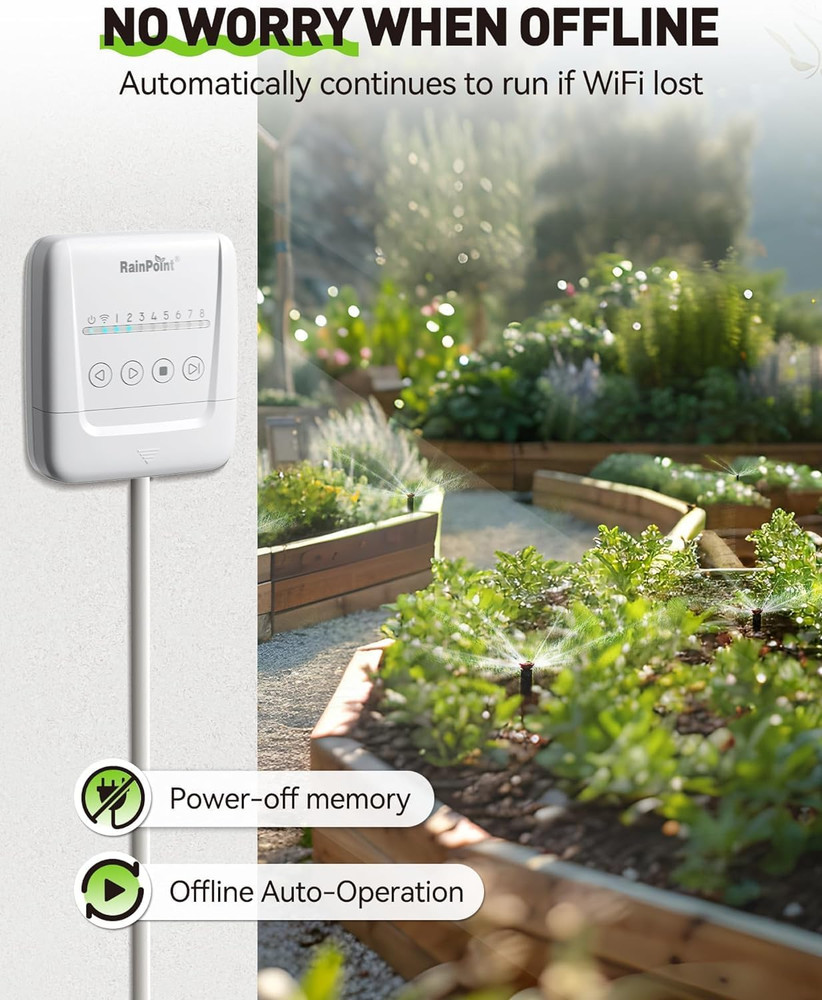 Smart 8 Zone Wifi Sprinkler Controller with Weather Intelligence & App Control