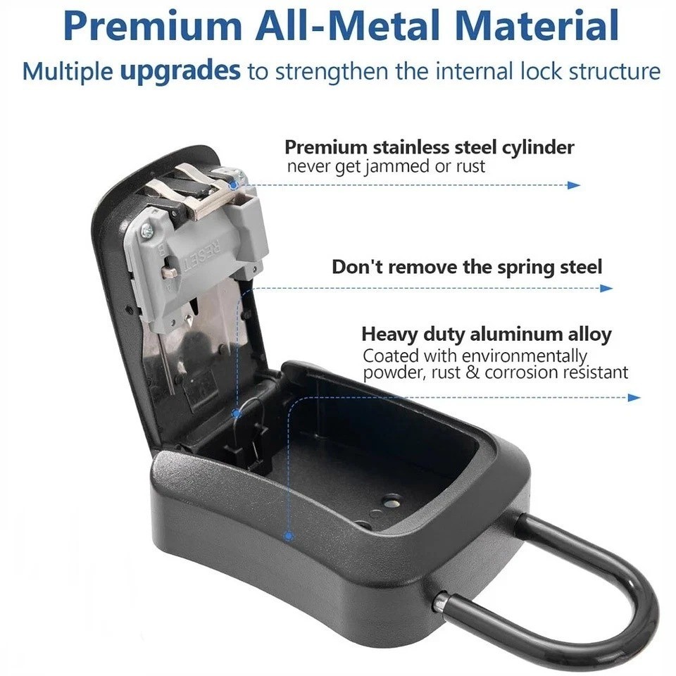 Key Lock Box for Outside-Combination Lockbox for House Key-Portable/Wall Mounted