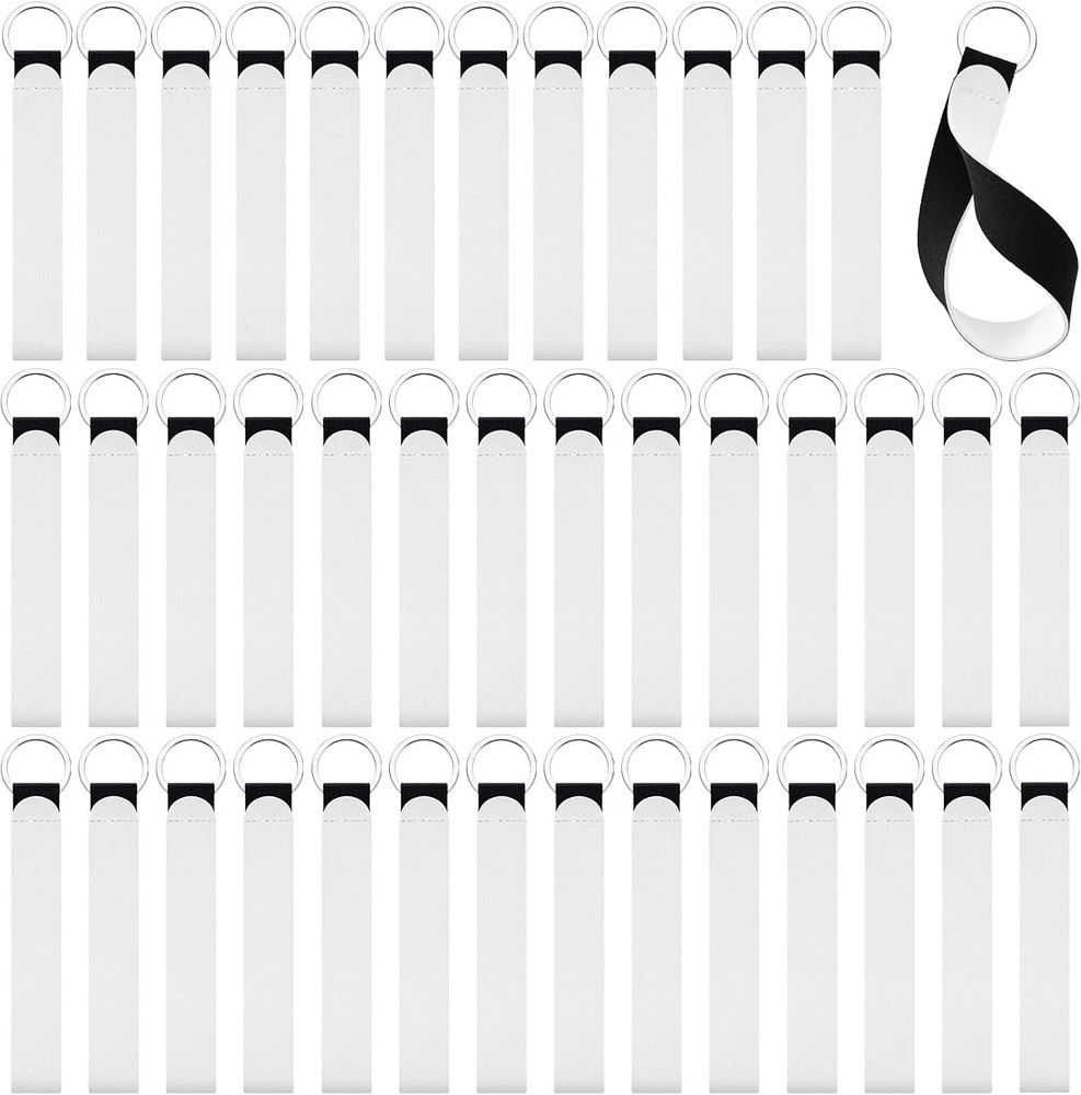 40-Pack Neoprene Sublimation Wristlet Keychain Blanks for DIY Projects