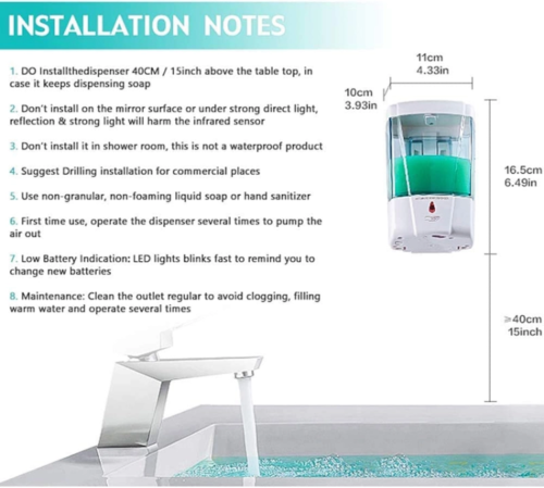 700MLAutomatic Liquid Soap Dispenser Handfree Touchless IR Sensor Wall Mount