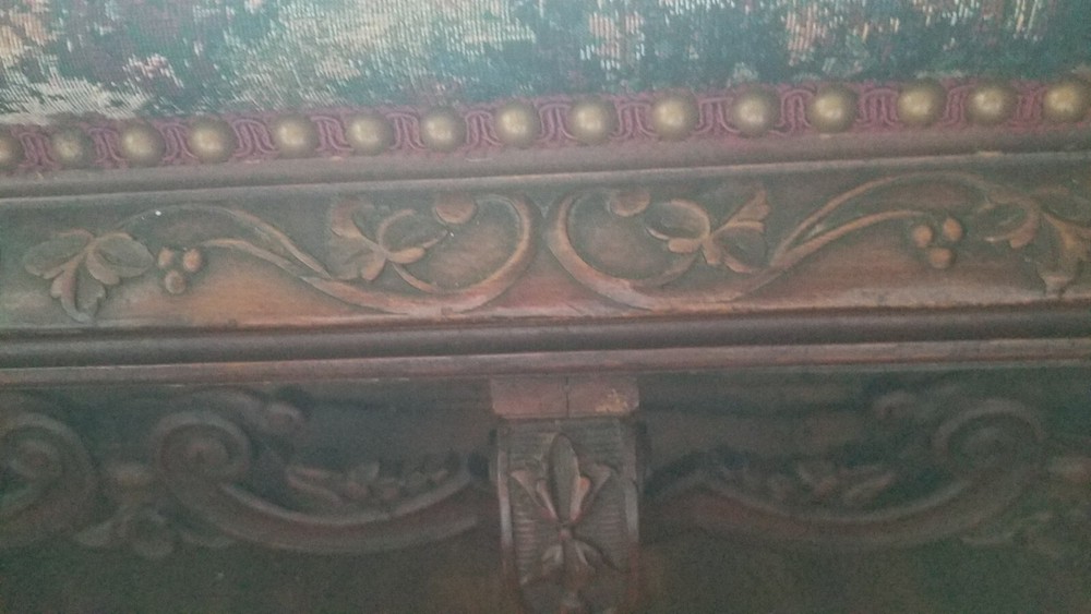 Antique fireside or window seat bench.