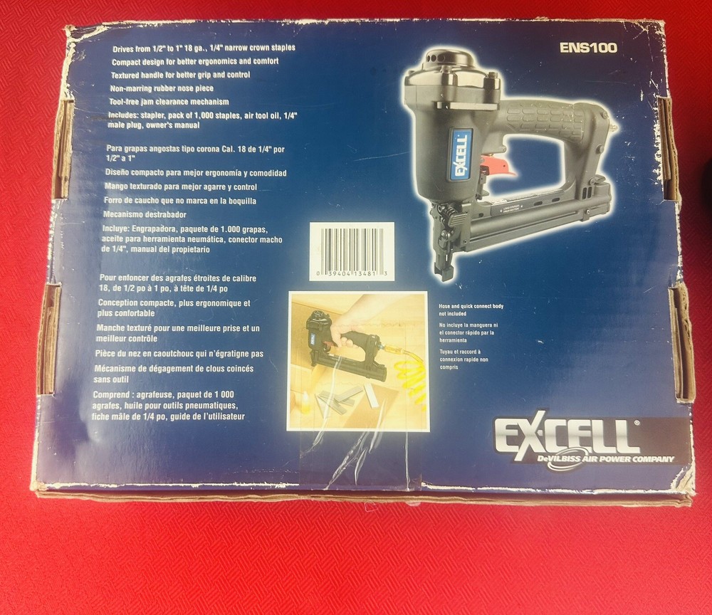 Devilbiss Excell Narrow Crown Stapler ENS100 - 18 ga 1" Pneumatic Staple Gun