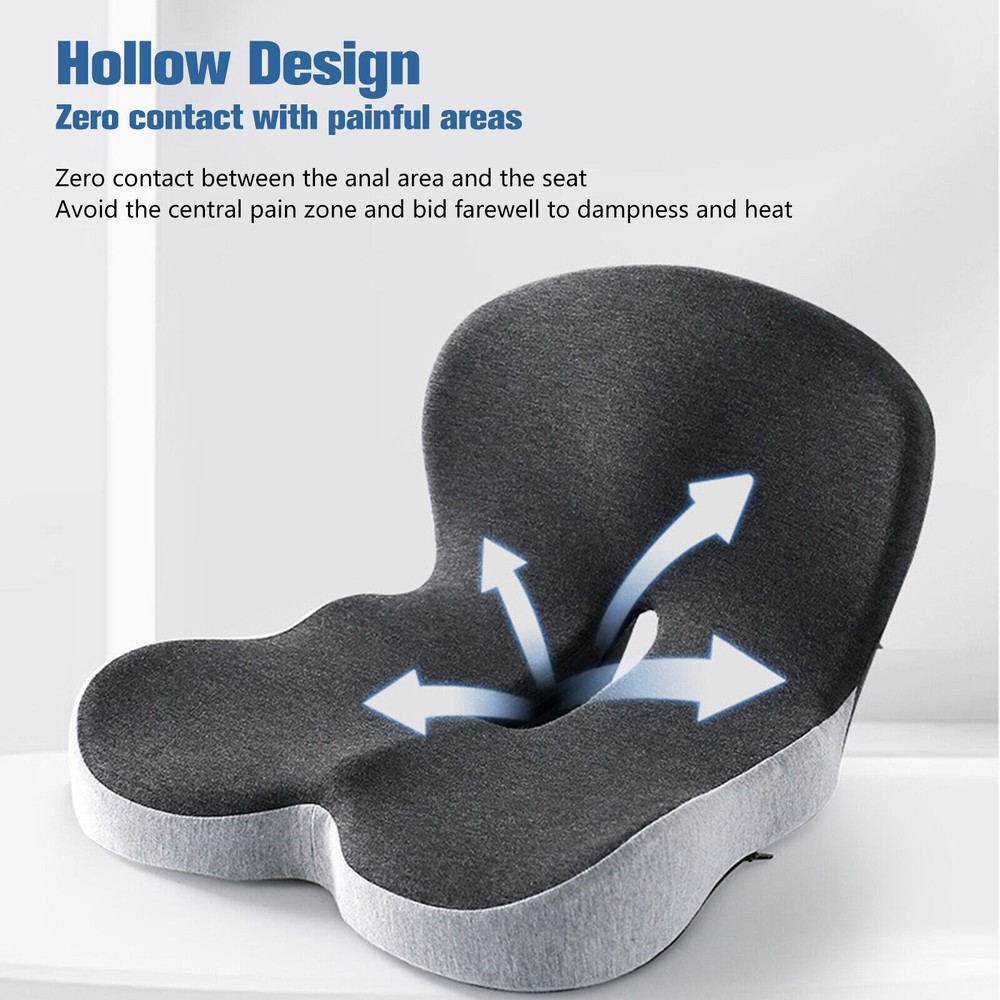 Memory Foam Seat Cushion w/Lumbar Support Pillow for Back & Sciatica Pain Relief