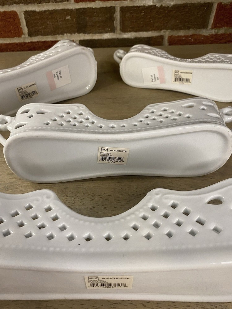 Mikasa Manchester Pattern Porcelain White Buffet Flatware Silverware Holders 4pc