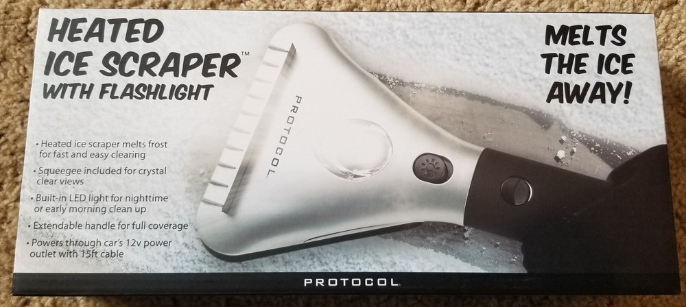 Protocol Heated Ice Scraper with Flashlight
