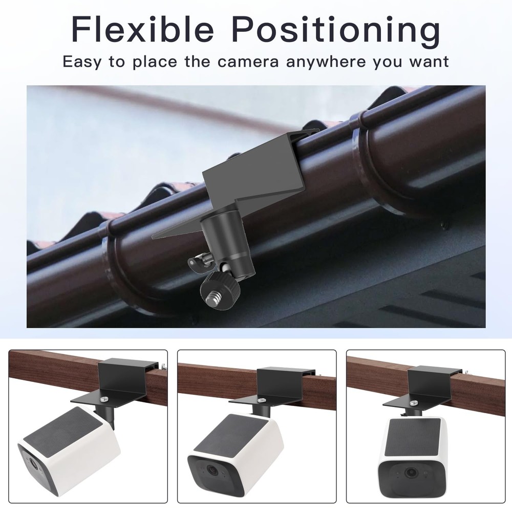 2Pack Gutter Mount Compatible with eufy Security SoloCam S220/C210, Black