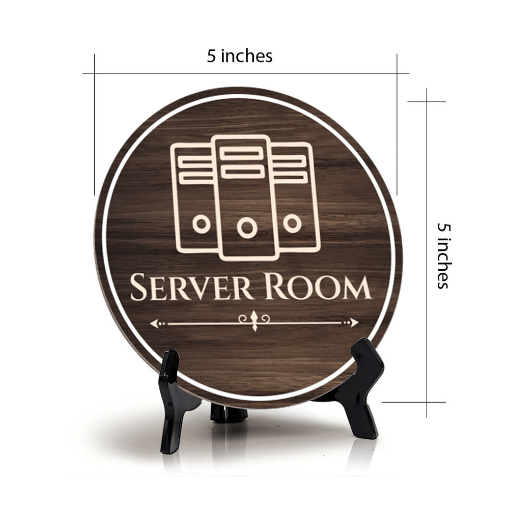 Server Room Circle Table Sign with Acrylic Stand (5x5")