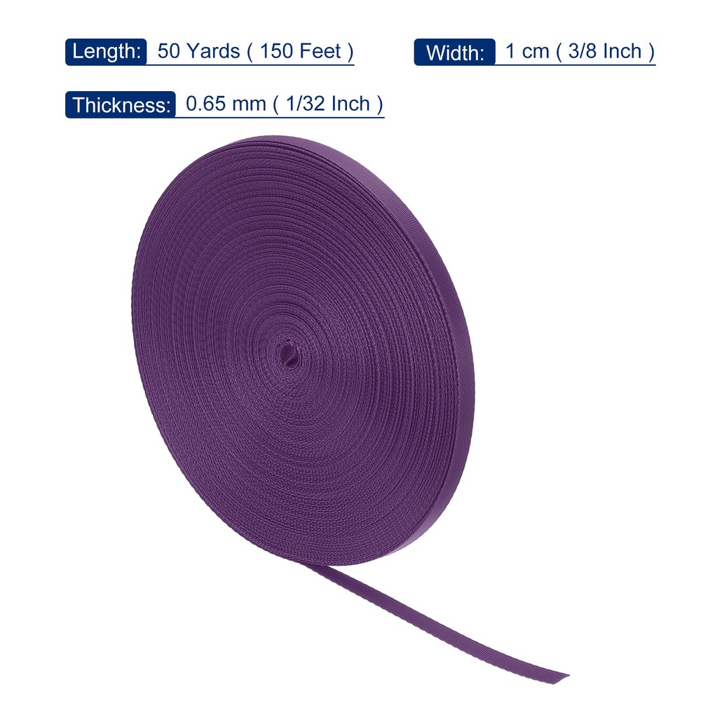 Nylon Webbing Strap Flat 3/8" 50 Yards Grape Purple for Backpack Luggage-rack