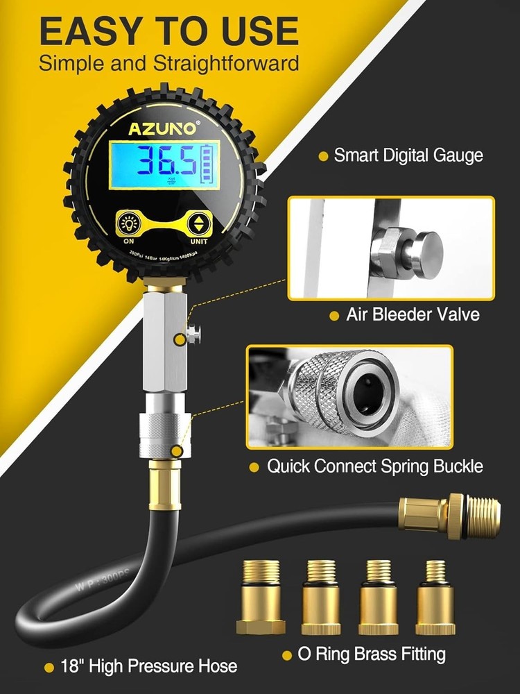Compression Tester Automotive, Digital Compression Gauge 200 PSI