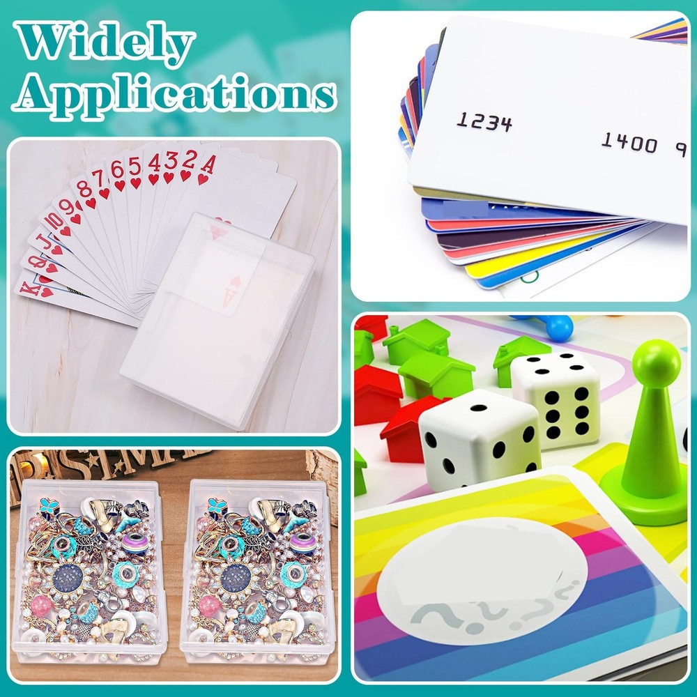 24 Pack Playing Card Case Holder, Clear Plastic Card Deck Boxes, Snaps Closed