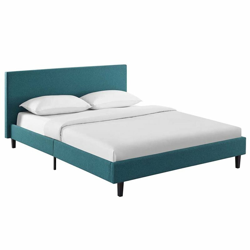 Modway Anya Upholstered Full Platform Bed in Teal