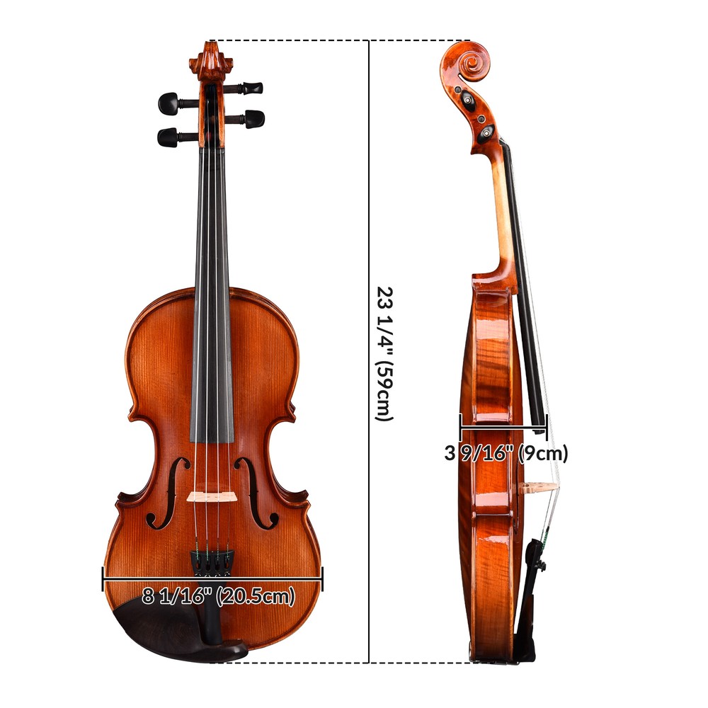 Solid Wood Violin 4/4 Full Size Set Beginner Fiddle for Student with Case