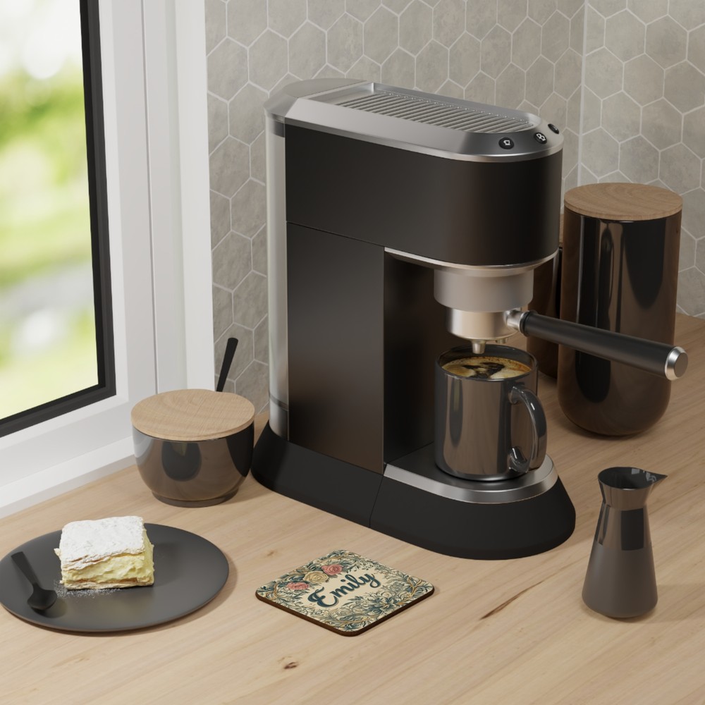 Emily floral retro gift for her Hardboard Back Coaster