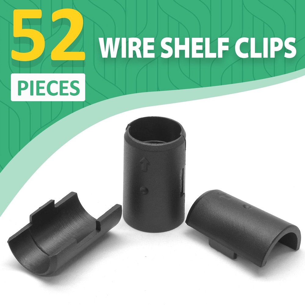 3/4 Inch Wire Shelf Clips 52 PCS Plastic Shelf Lock Replacements Black