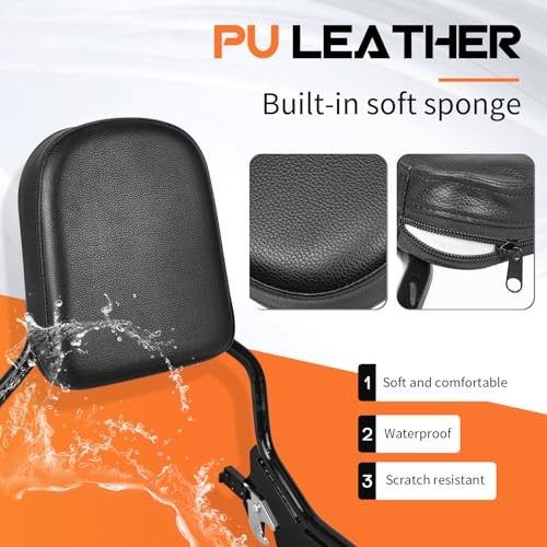 Upright Passenger Backrest Sissy Bar With Docking Hardware Kit Compatible