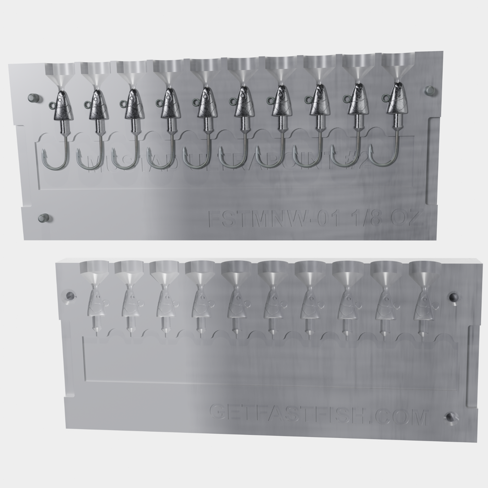 GetFastFish 1/8 oz Minnow jig head mold with 10 cavities