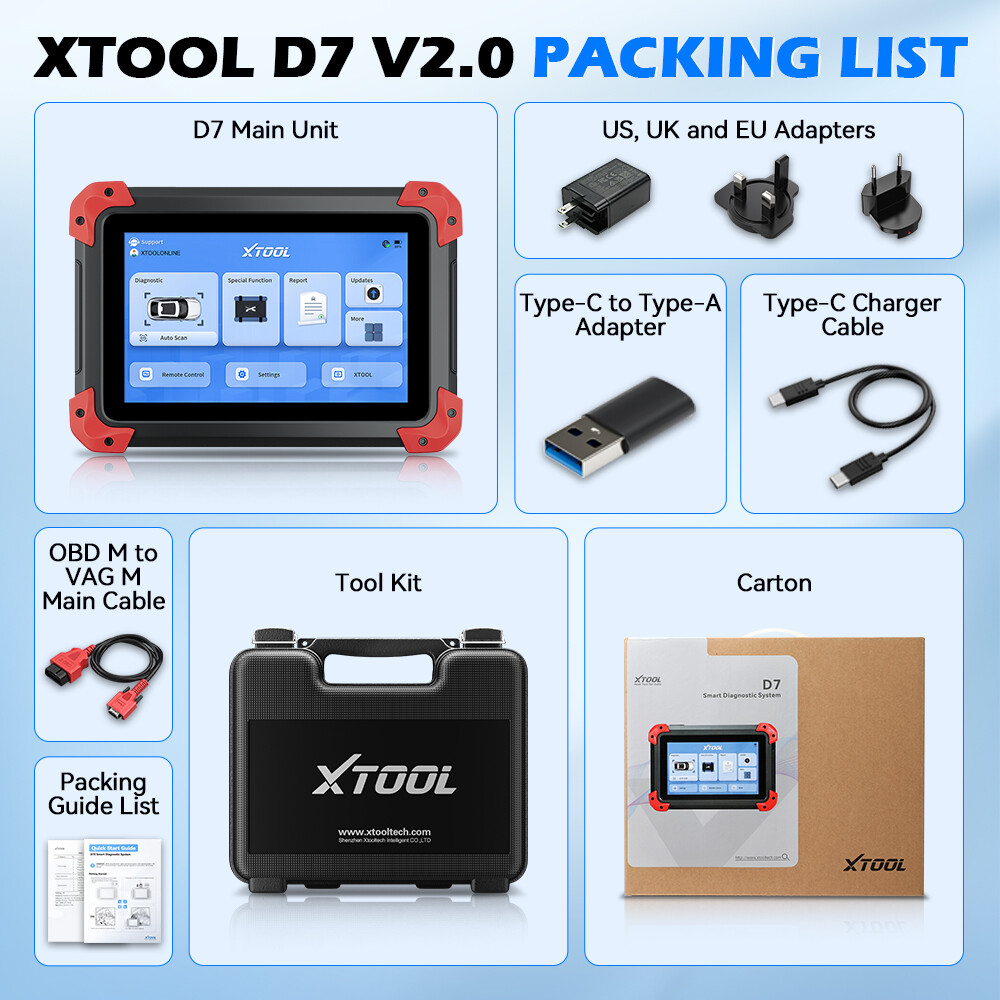 XTOOL D7 V2.0 Bidirectional All System Diagnostic Tool ECU Coding Key Programmer