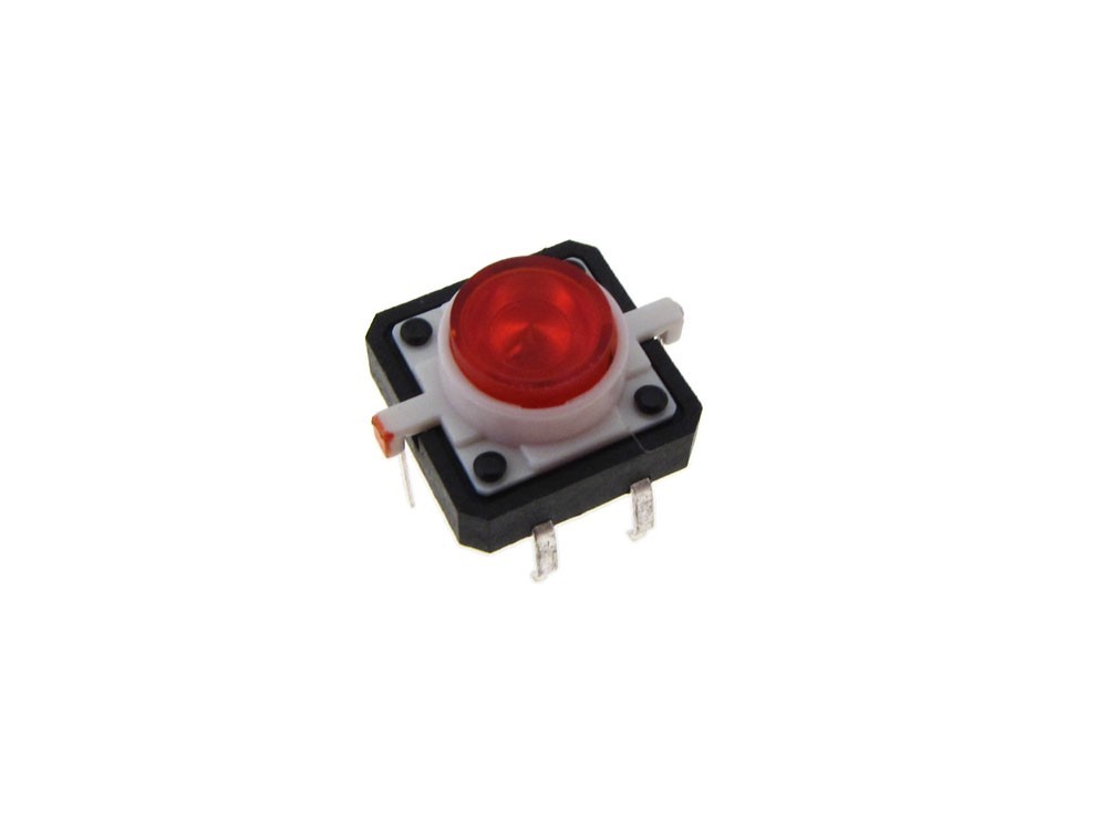12x12mm Tactile PushButton Switch w/ LED - Red - Pack of 2