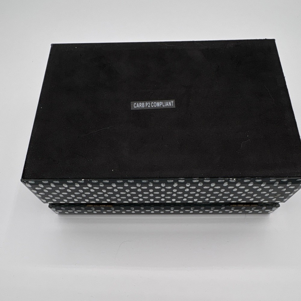 Black White Polka Dot Glass Lockable Decorative Box Medium Rectangular 9x6x3in