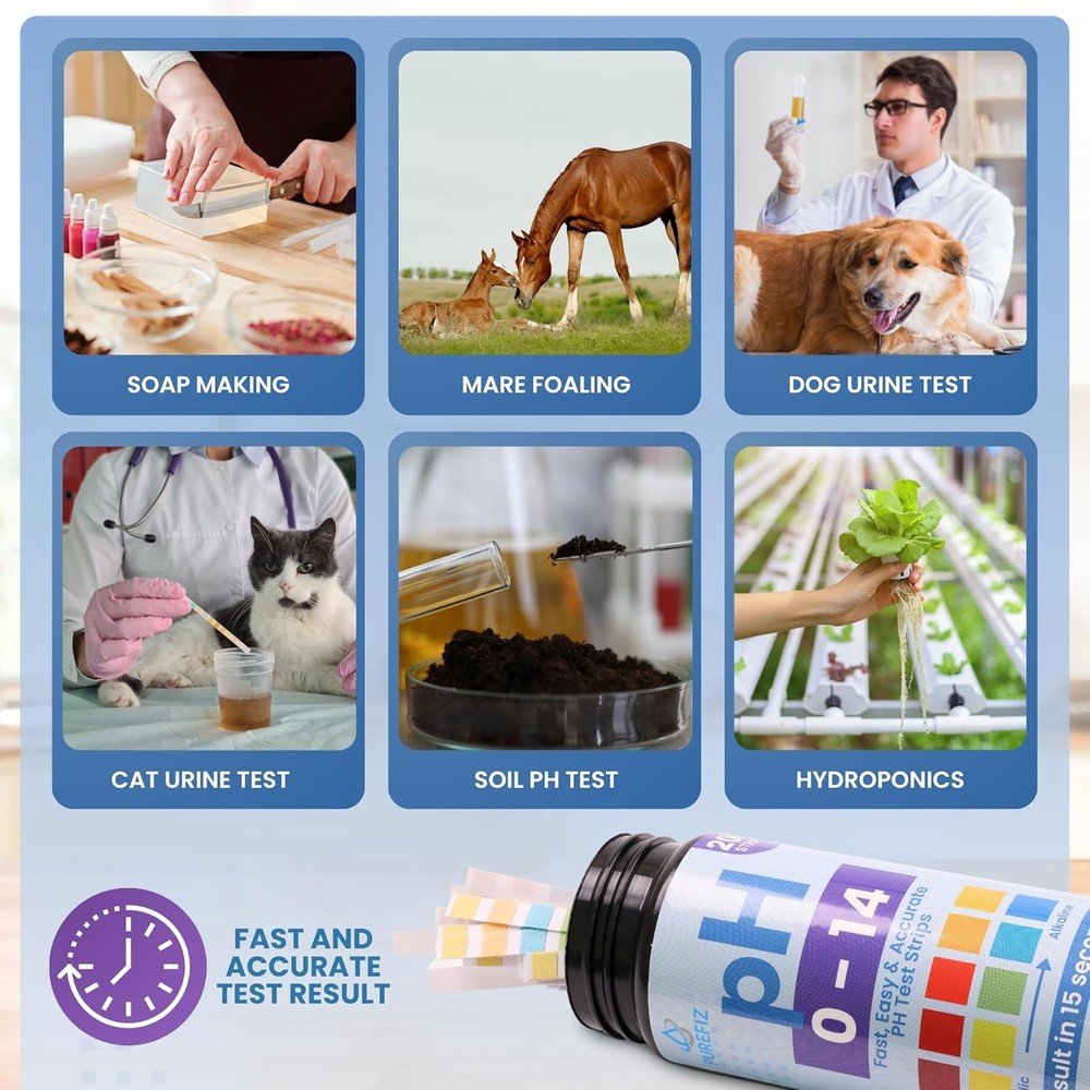 pH Test Strips 0-14 | 200 Universal Strips for Fast, Accurate pH Testing | Litmu