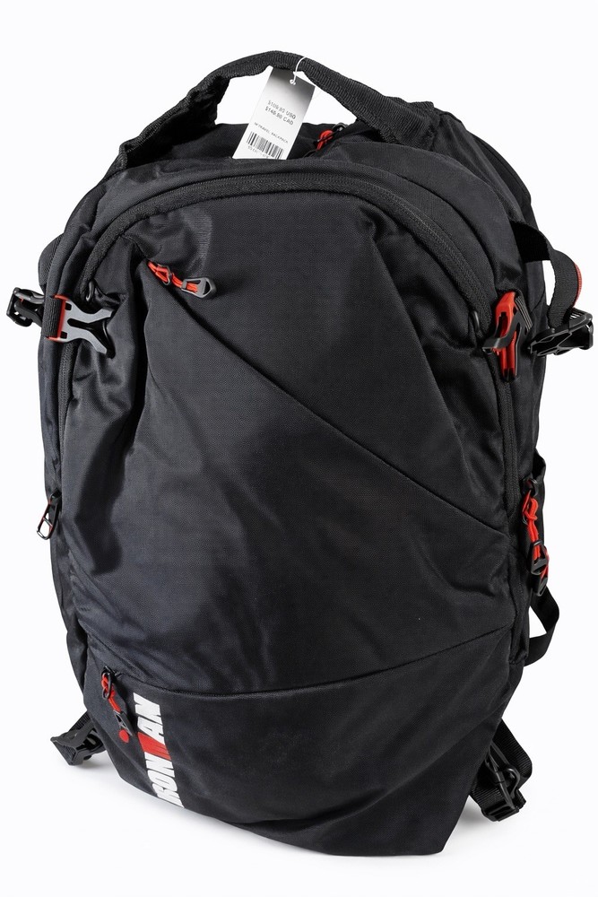 IRONMAN Black & Red Backpack Zip Closure Adjustable Padded Strap Sports