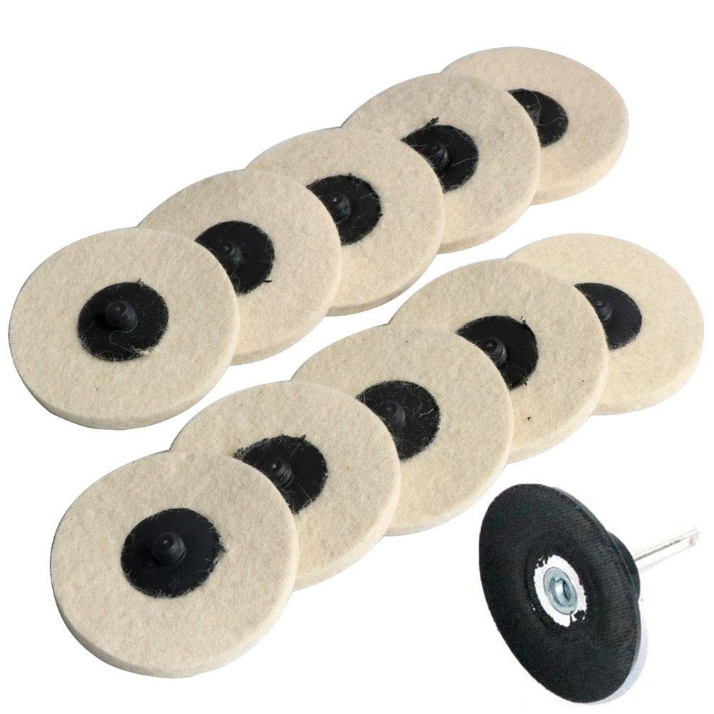 FPPO 3 inch 10pcs Sanding Pad Wool Felt Quick Change Disc Roll Lock Surface...
