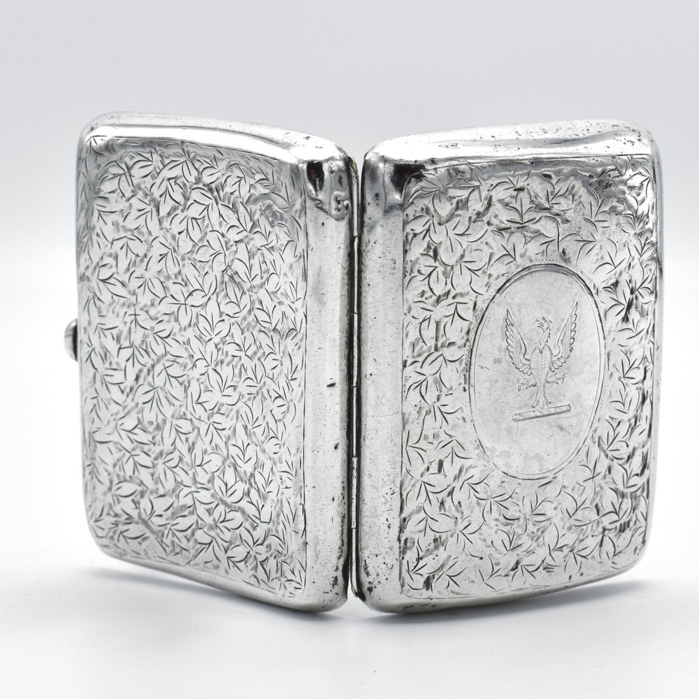 Edward VII Sterling Silver Curved Cigarette Case 1906 Patterned Ivy Phoenix