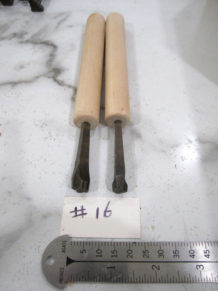 Brass Bookbinding Finishing Tool-Hand Stamp. Matching Pair. # 16