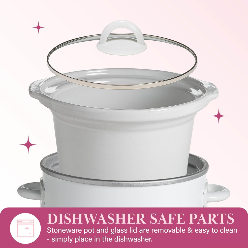 Paris Hilton 3.5-Quart Manual Slow Cooker, Features Three Settings (Low, High, W