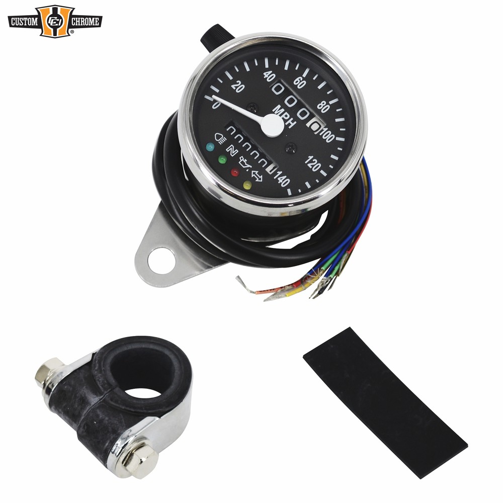 Mechanical 2.4" Mini Speedometer 2:1 MPH & Indicator LED & Trip Meter Polished