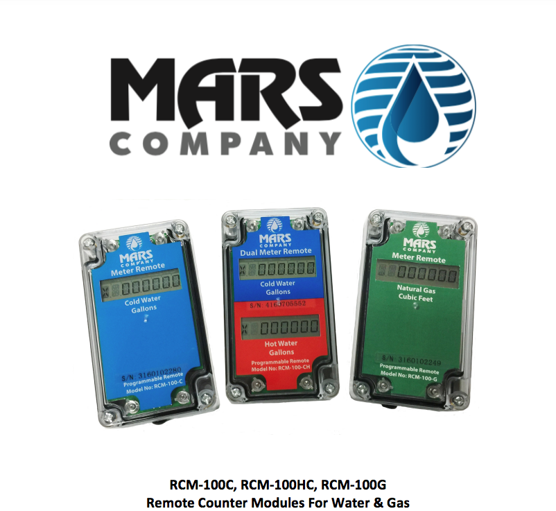Mars RCM-100-CH Dual Water Meter Programmable Remote Cold Hot Gallons