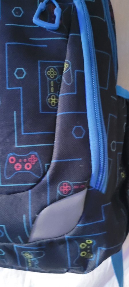 Medium Size Backpack Gamer Controller Design Black School Playdate Cute