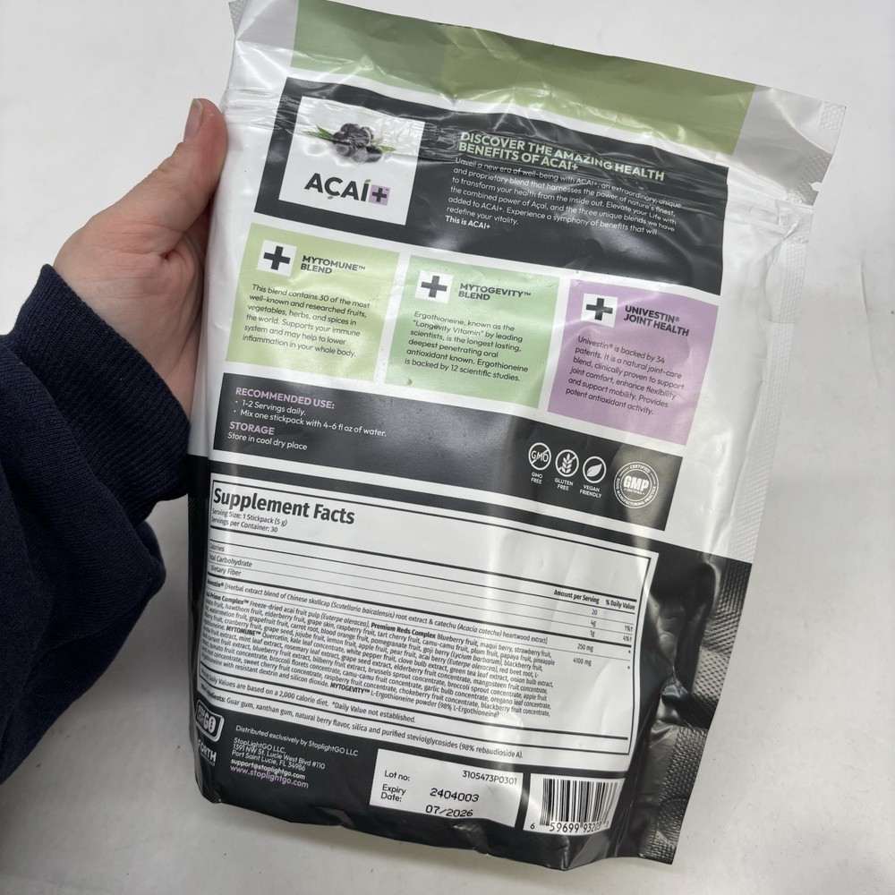 Açaí Base Expiration Dietary Supplement Drink Packets Exp 07-26 NEW