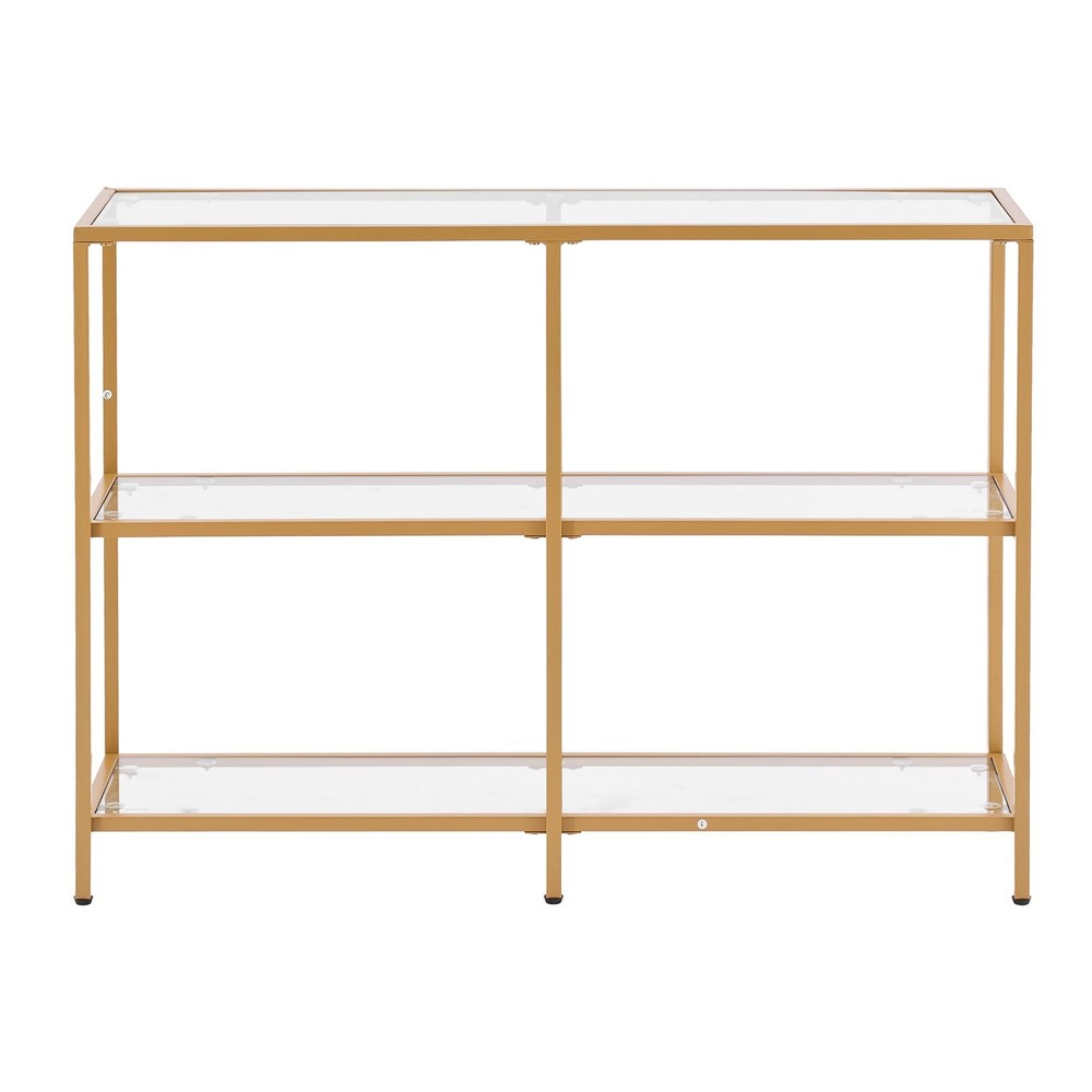 [New]3-Tier Glass Console Table,Modern Rectangle Sofa Side Table w/Tempered Glas