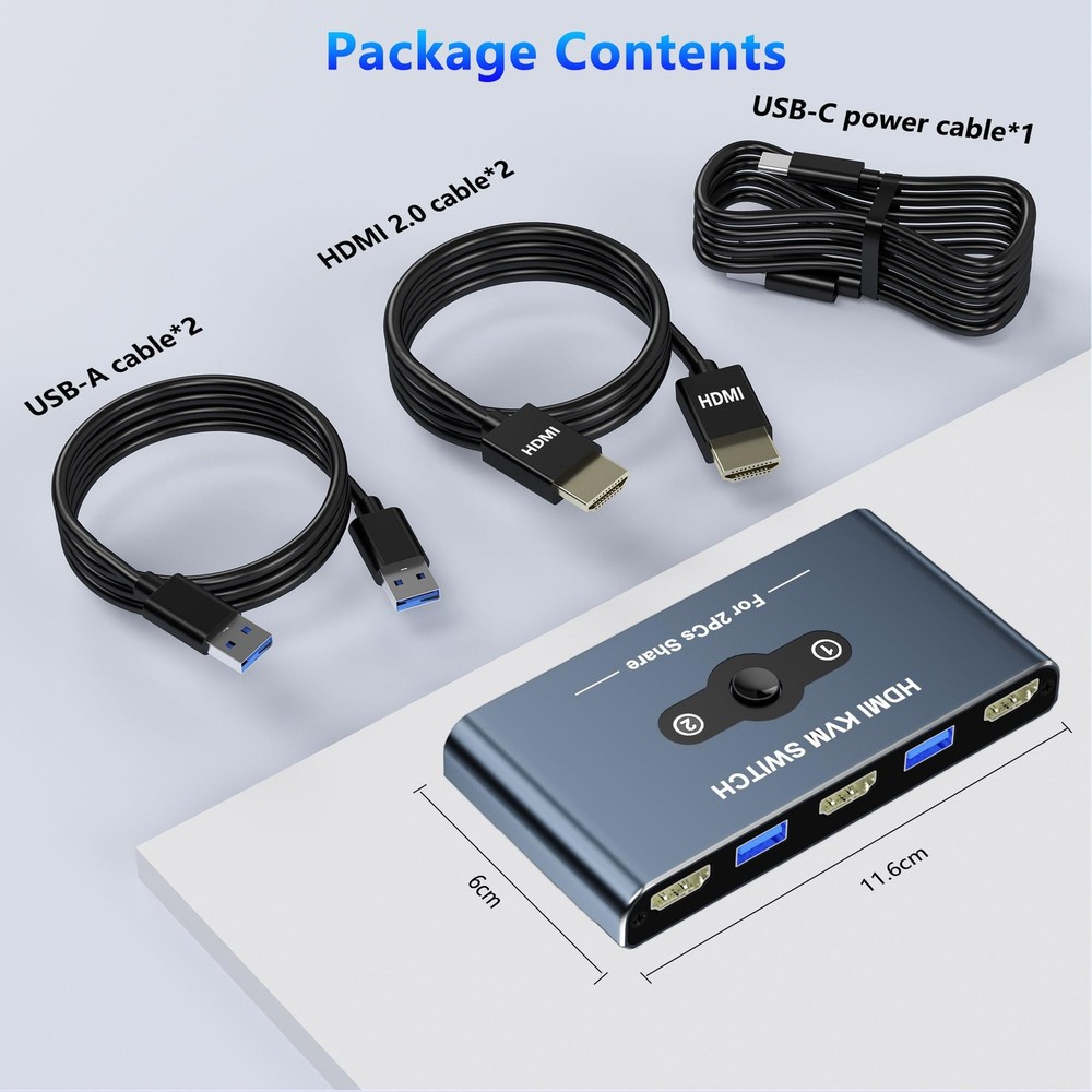 KVM Switch, KVM Switch 1 Monitors 2 Computers, HDMI Switch, 4K60Hz KVM Switch...