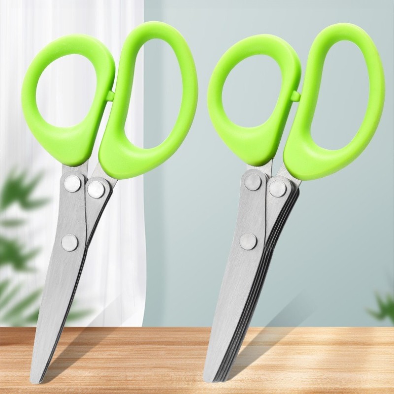 1Pc home kitchen scissors 5-layer multi functional green onion vegetable scissor