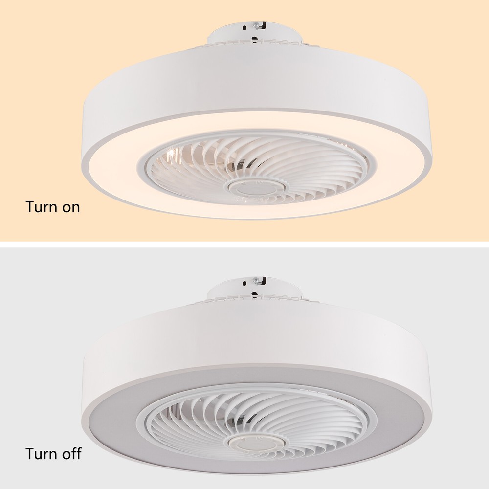 22'' Modern LED Ceiling Fan Light Flush Mount Dimmable Chandelier Lamp w/ Remote