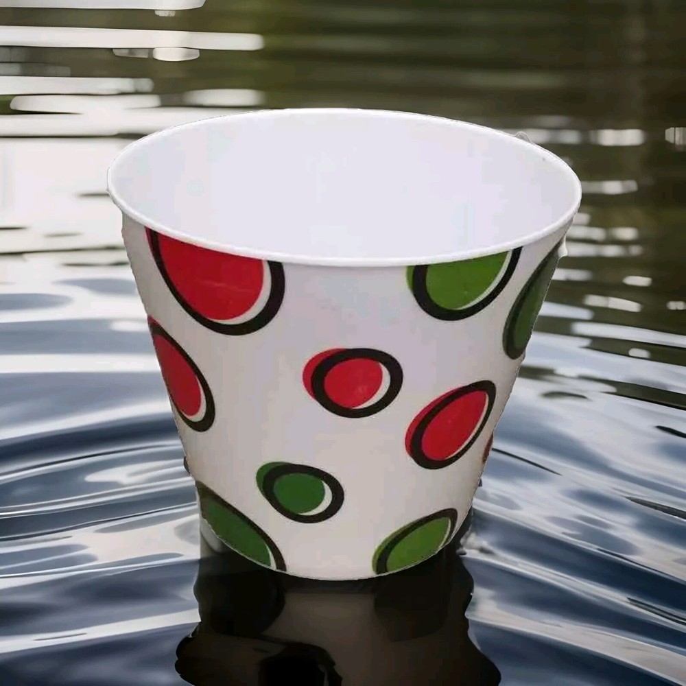 Green and Red Dot Melamine Planter/Container
