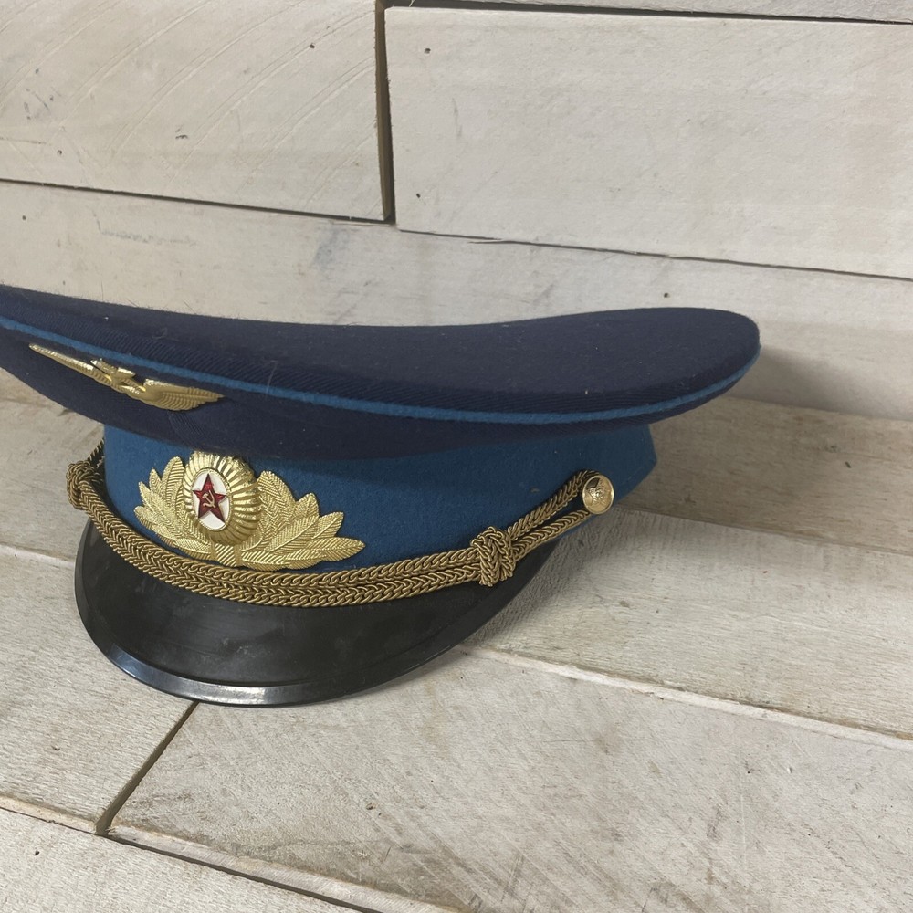 VTG Soviet Parade Uniform Pilot Visor Cap Blue Band Soviet Air Force Fast Ship