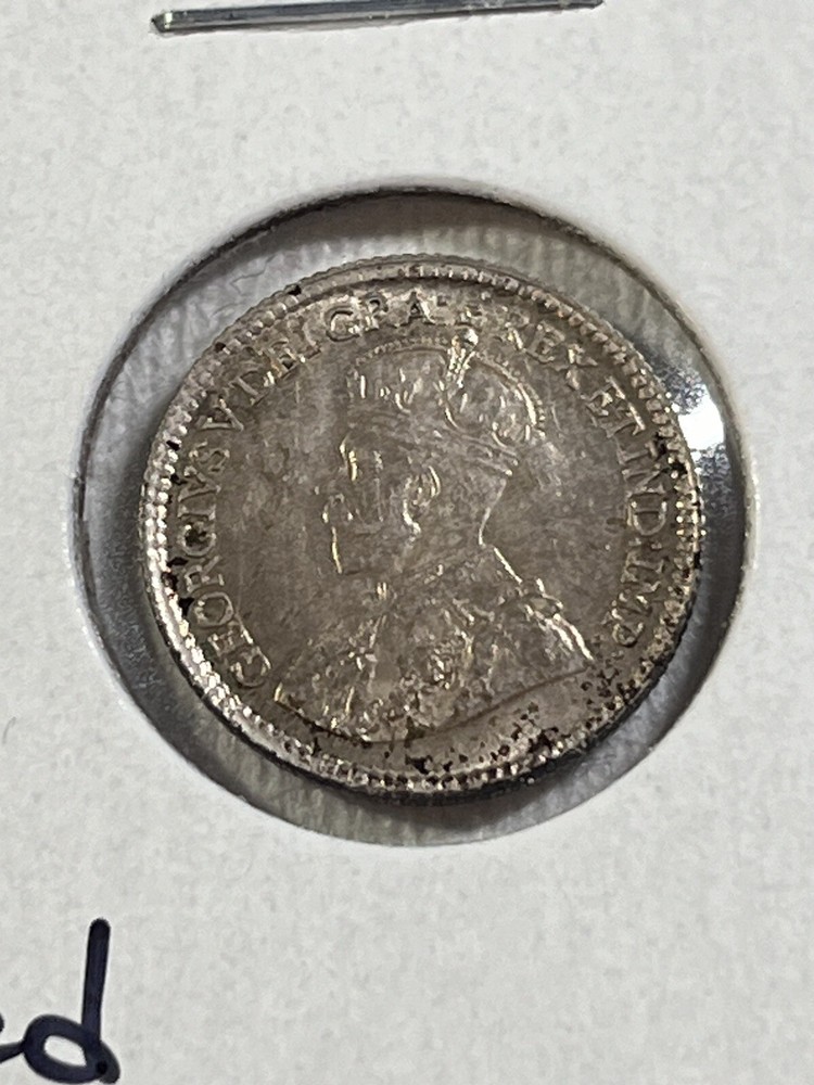 1920 Canada 5 Cents Small Silver Coin Cleaned