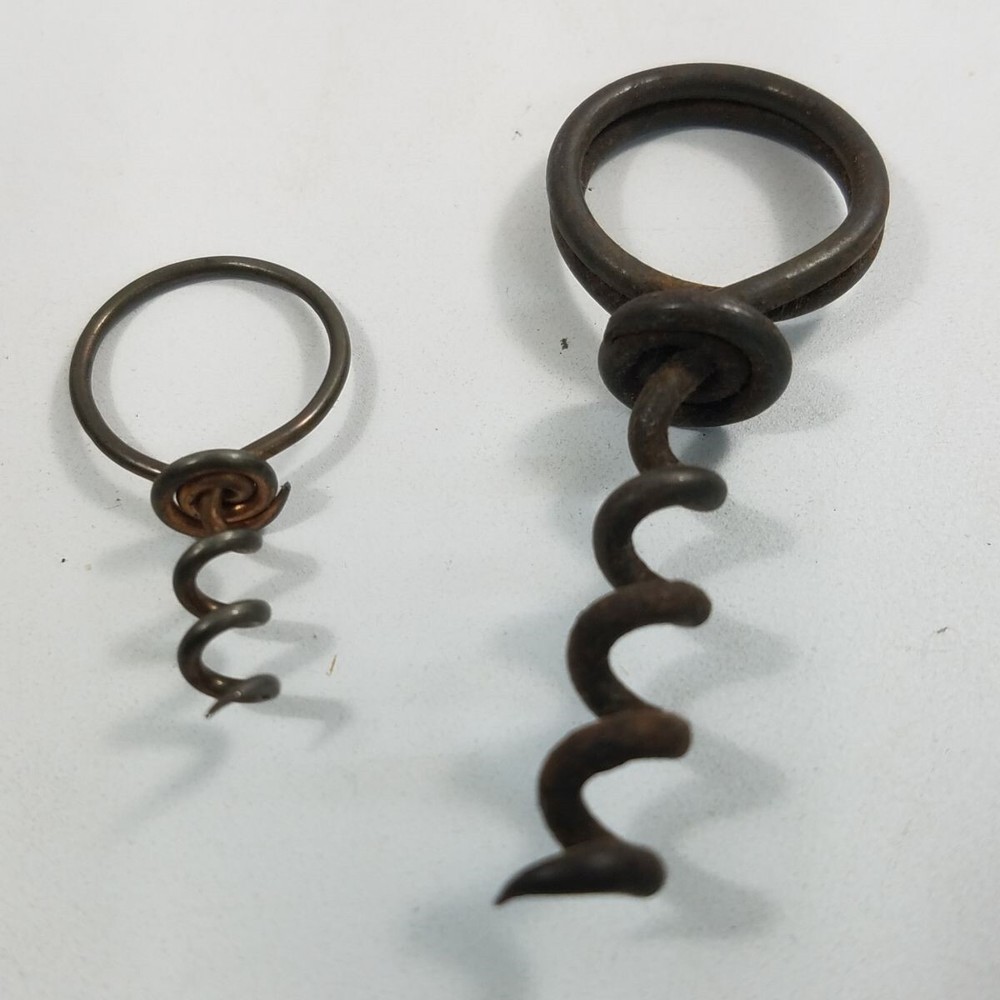 Lot 2 Vintage Finger Loop Twisted Wire Corkscrews 1 Single Loop 1 Double