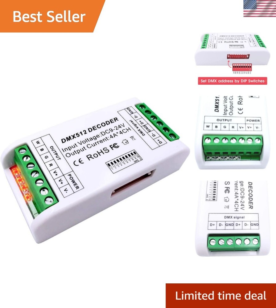 Mini 4 Channel DMX Decoder - RGBW LED Strip Controller for Custom Lighting