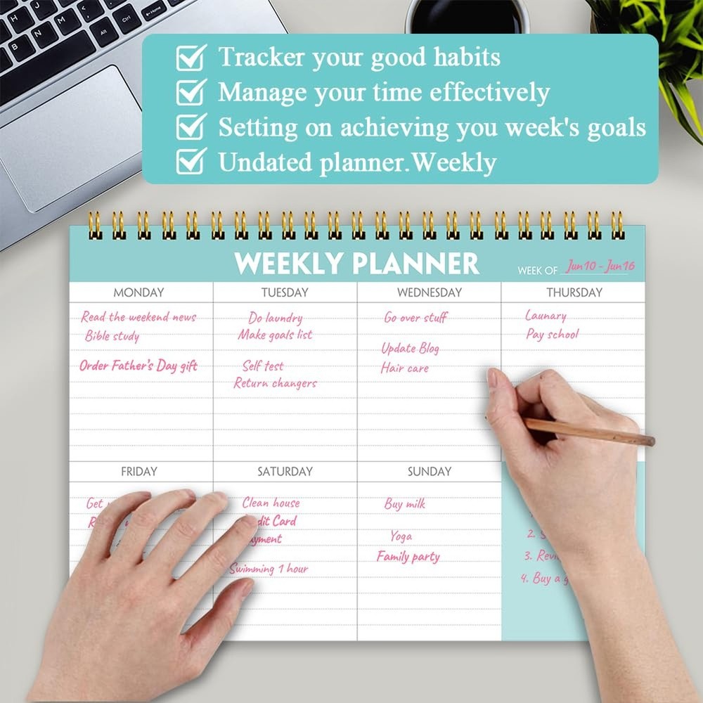 Weekly Planner Notepad - 7" x 10" Weekly Pad Organizers Habit Tracker Journal...