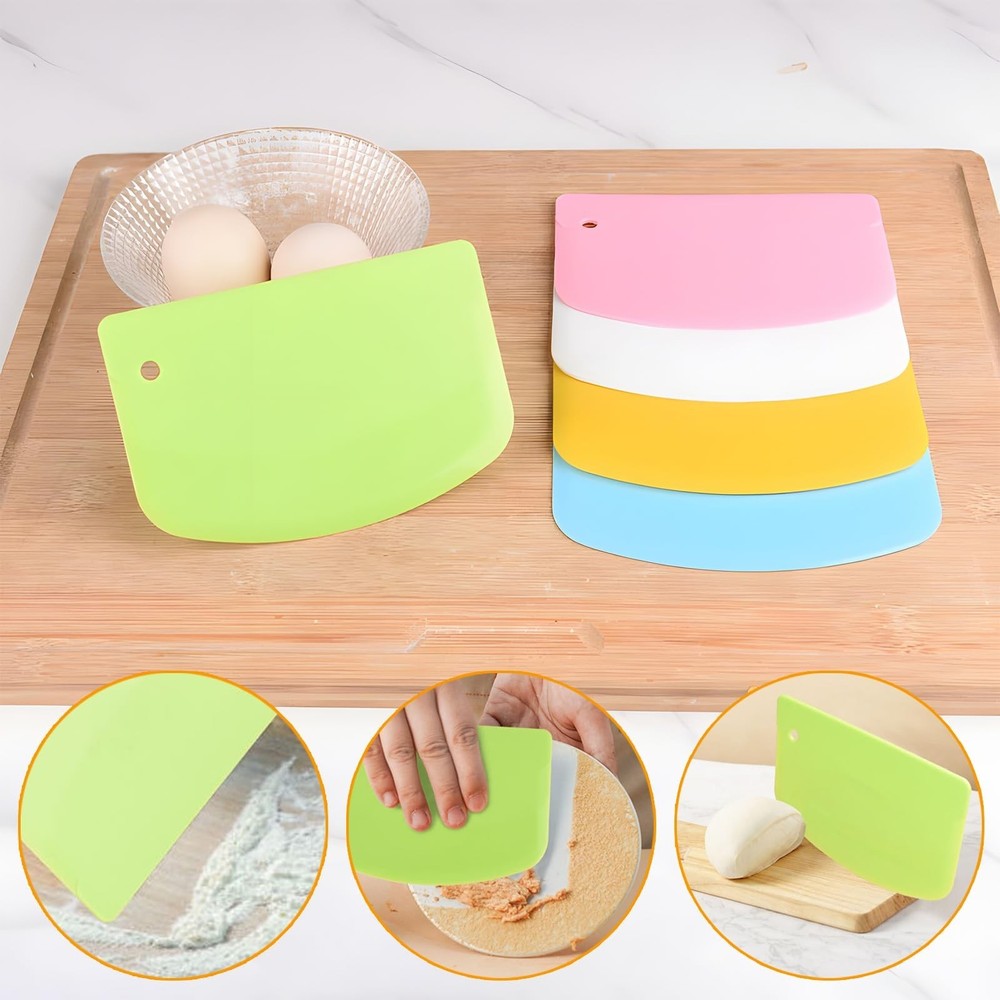 7PCS Dough Scraper Set, Plastic Bench Scraper, Multipurpose Bowl Scraper for ...