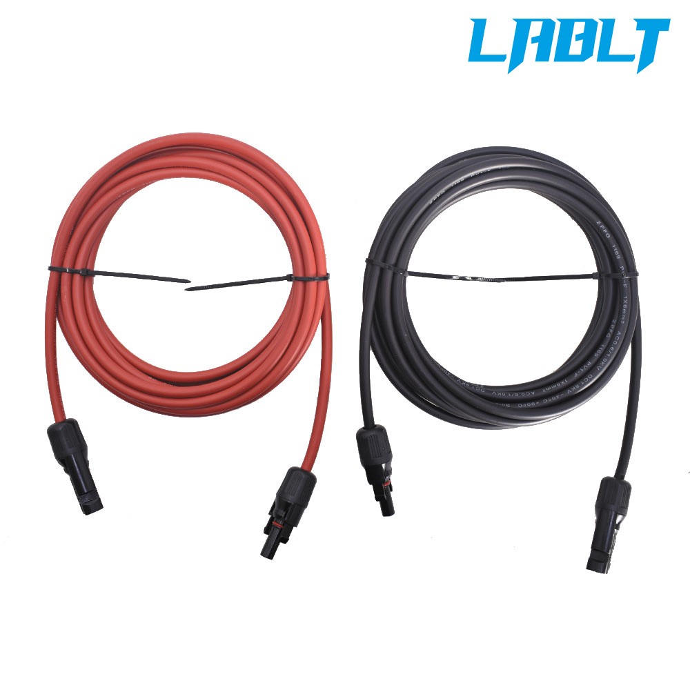 LABLT 10 AWG 15 FT Solar Panel Extension Cable Wire Connector Black + Red