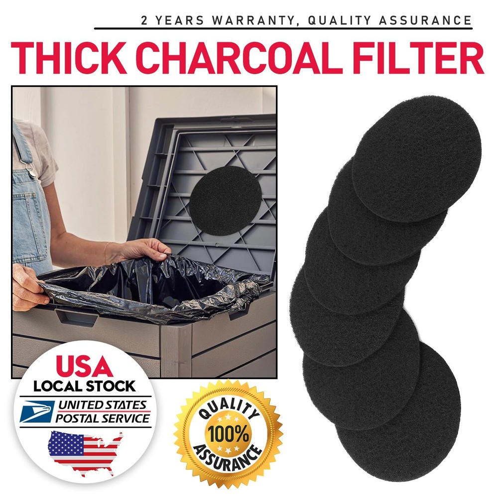 Charcoal Filter Replacements Kitchen Compost Bin Round 6.7" 0.4" Thick 6 Pcs