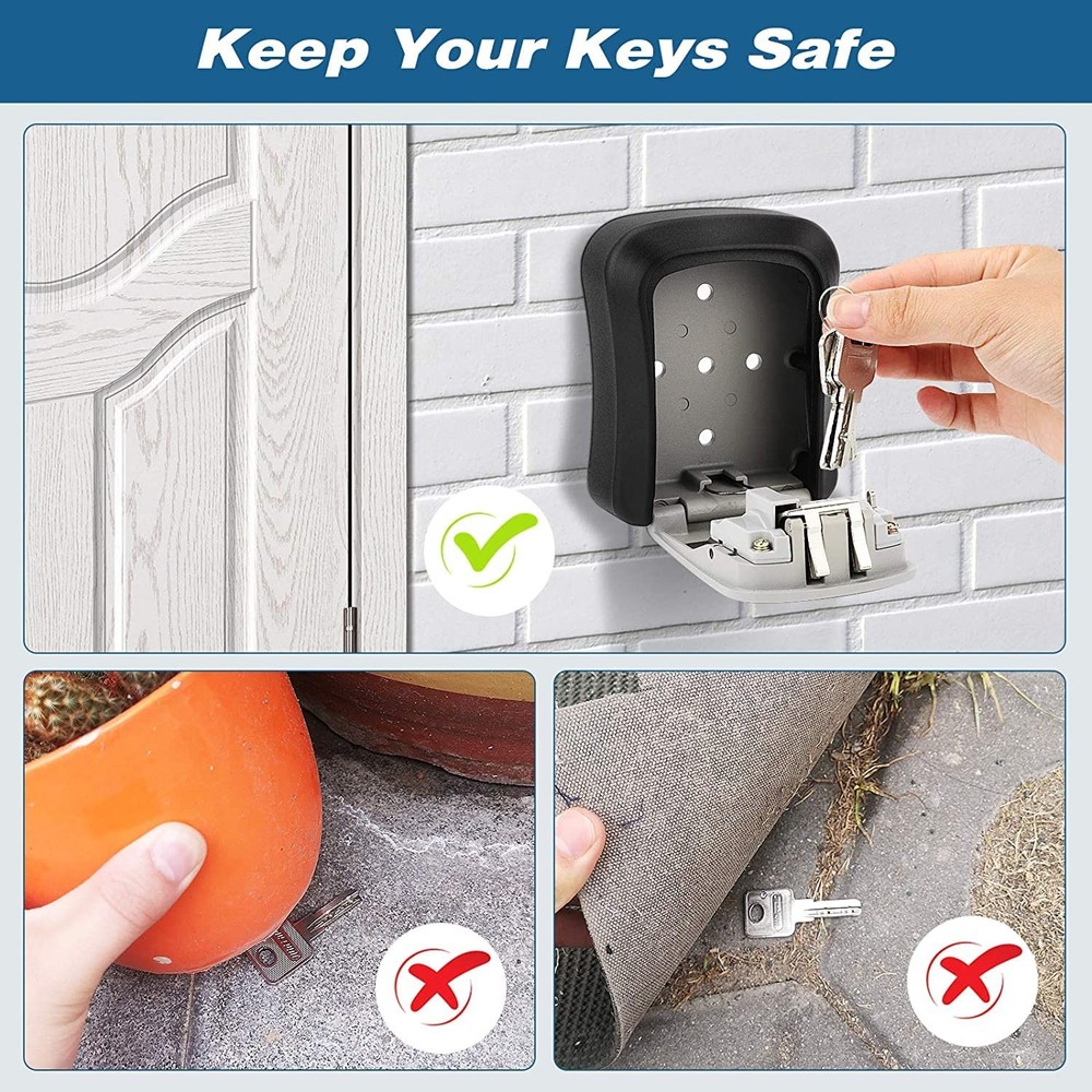 2 Pack Key Lock Box, Combination Lock Box Wall Mounted Waterproof Key Storage...