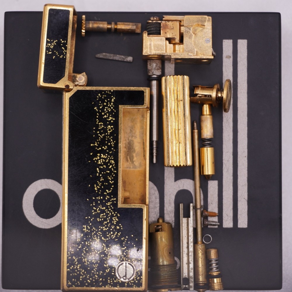 Dunhill Vintage Rollagas Lighter Gold/BLACK Glitter_Working