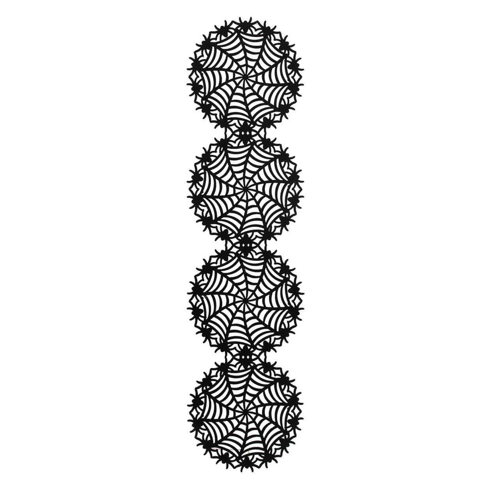 Black Felt Spider Web Table Runner